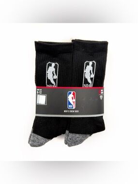 NBA Basketball Crew Socks Mens Black Gray White 6 Pack